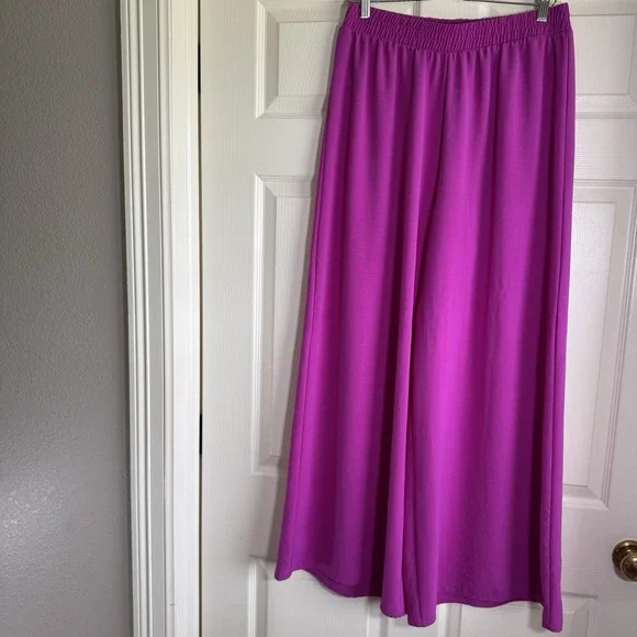 ZARA Women's Wide Leg High Rise Palazzo Pink Trousers Size XL - Picture 9 of 11